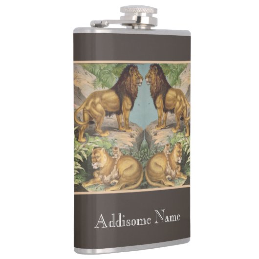 Big Cat Lions Tigers, luipaarden, dieren afdrukken Heupfles (Rechts)