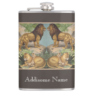 Big Cat Lions Tigers, luipaarden, dieren afdrukken Heupfles