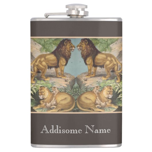 Big Cat Lions Tigers, luipaarden, dieren afdrukken Heupfles (Voorkant)