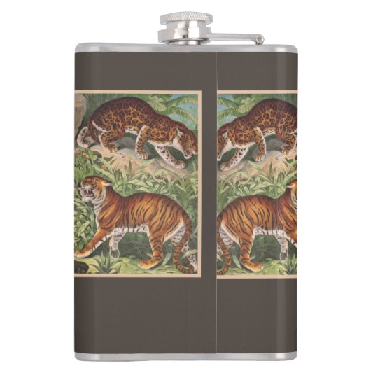 Big Cat Lions Tigers, luipaarden, dieren afdrukken Heupfles (Achterkant)