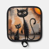 Big Cat Little Cat Halloween Pannenlap (Voorkant)