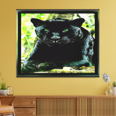 Big Cat-modellen: Green Eyed Black Panther Canvas Afdruk (Insitu (Woonkamer))