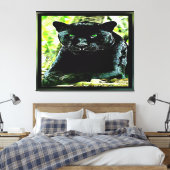Big Cat-modellen: Green Eyed Black Panther Canvas Afdruk (Insitu (Slaapkamer))