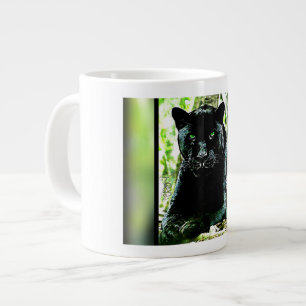 Big Cat-modellen: Green Eyed Black Panther Grote Koffiekop