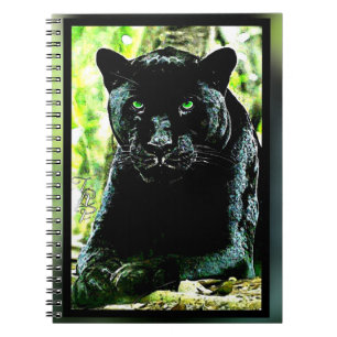 Big Cat-modellen: Green Eyed Black Panther Notitieboek