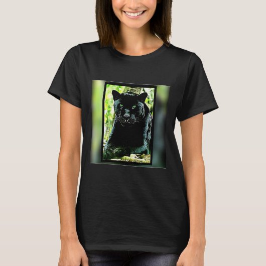 Big Cat-modellen: Green Eyed Black Panther T-shirt (Voorkant)