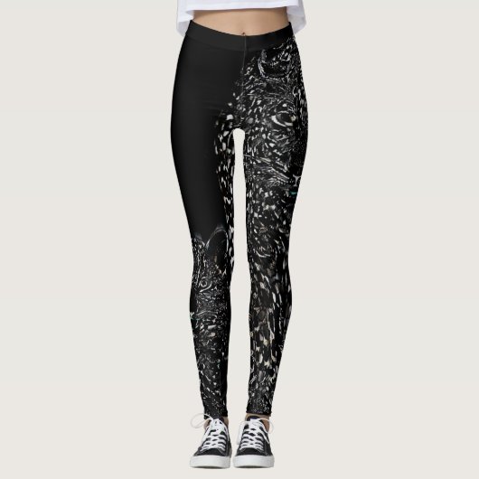 Big Cat-modellen: Magnified Snow Leopard & Cub 01- Leggings (Voorkant)
