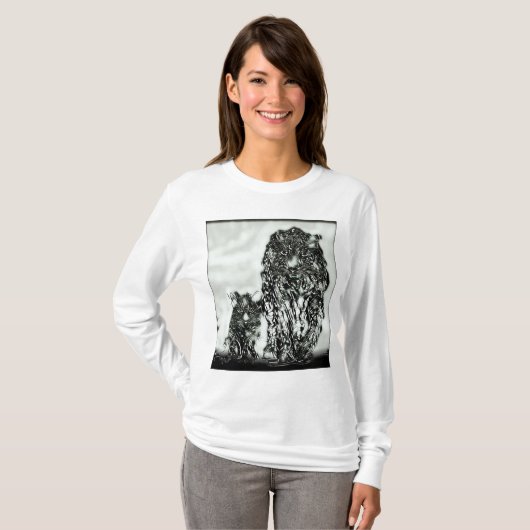 Big Cat-modellen: Magnified Snow Leopard & Cub 01- T-shirt (Voorkant volledig)