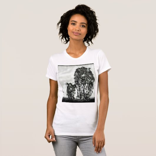 Big Cat-modellen: Magnified Snow Leopard & Cub 01- T-shirt (Voorkant volledig)
