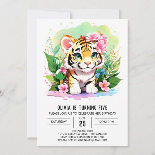 Big Cat Oerwoud Tijgerwelp Verjaardag Kaart (Voorkant)