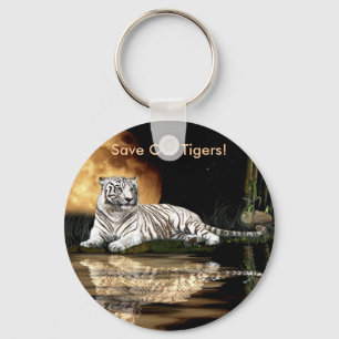 Big Cat Rare White Tiger Collectie Sleutelhanger