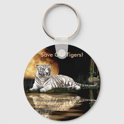 Big Cat Rare White Tiger Collectie Sleutelhanger (Voorkant)