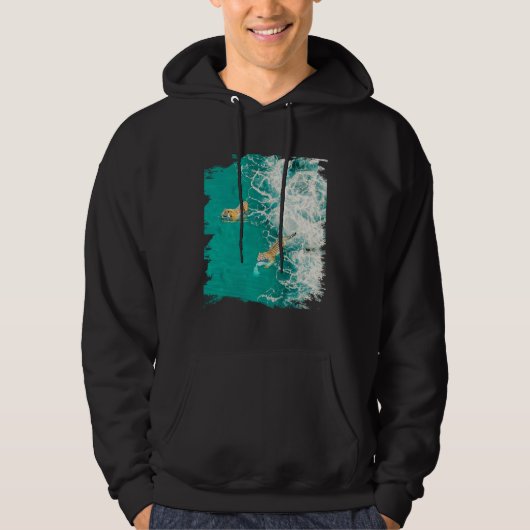Big Cat Tiger Surf On The Beach Hoodie (Voorkant)