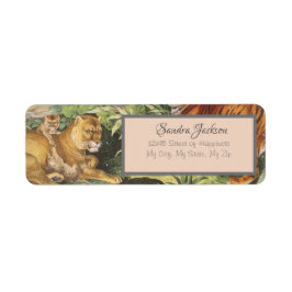 Big Cats Lion Tiger enz., Oerwoud Blush Pink Etiket