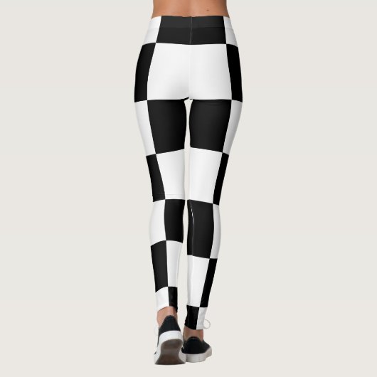 Big Checkered Pattern Black en White Modern Leggings (Achterkant)