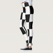 Big Checkered Pattern Black en White Modern Leggings (Links)