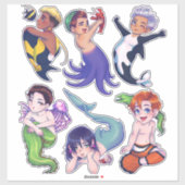 BIG CHIBI Merman Mermaid Zee Creatures Stickers (Vel)