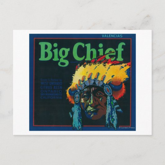 Big Chief Oranje LabelOntario, CA Briefkaart (Voorkant)
