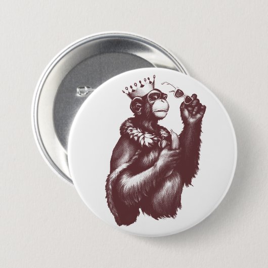 Big Chimpin' (zwart-wit) Ronde Button 7,6 Cm (Voorkant /achterkant)