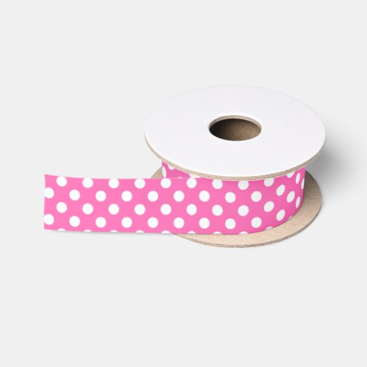 Big Circles Design Hot Roze Satijnen Lint (Spoel)