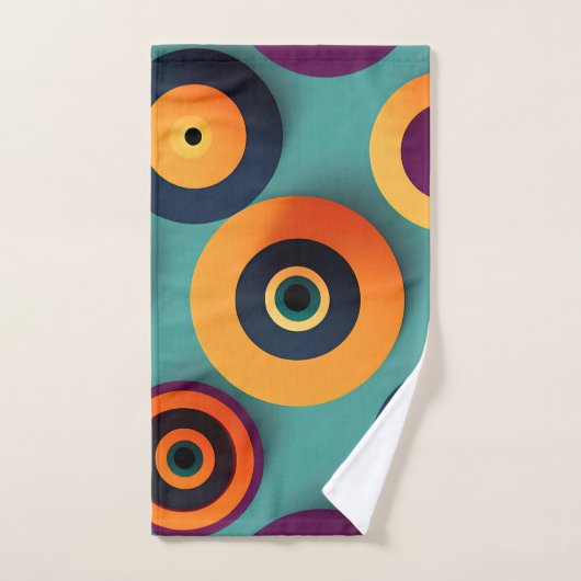Big Circles Sinaasappel Blauw Geometrisch Patroon Bad Handdoek (Handdoek)