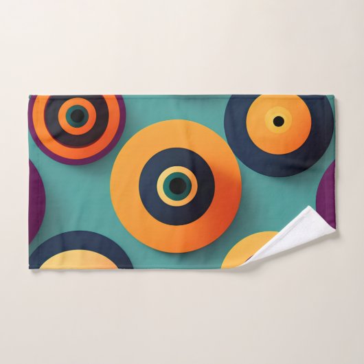 Big Circles Sinaasappel Blauw Geometrisch Patroon Bad Handdoek (Handdoek)