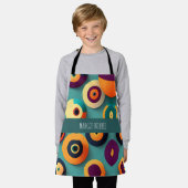 Big Circles Sinaasappel Blauw Geometrisch Patroon Schort (Gedragen)