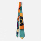 Big Circles Sinaasappel Blauw Geometrisch Patroon Stropdas (Achterkant)