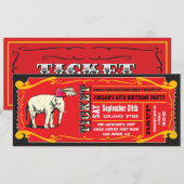 BIG  Circus Ticket Birthday Party Kaart (Voorkant / Achterkant)