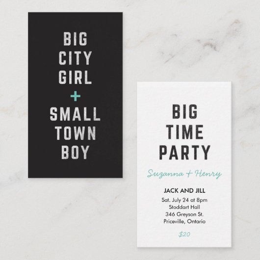 Big City Girl + Small Town Boy Jack & Jill Ticket (Voorkant / Achterkant)