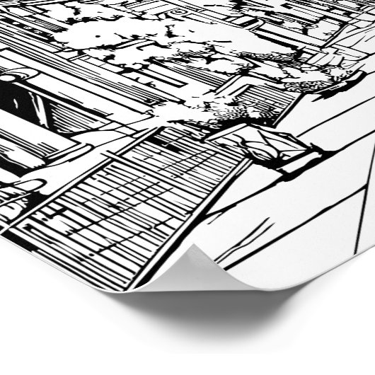 Big City Kleurplaat Poster (Hoek)