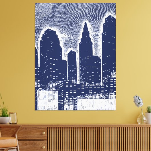 Big City Night Lights stadsgezicht skyline Canvas Afdruk (Insitu (Woonkamer))