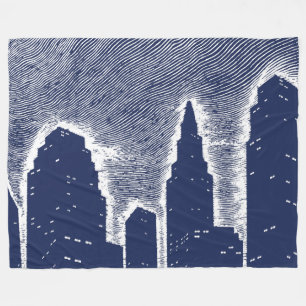 Big City Night Lights stadsgezicht skyline Fleece Deken