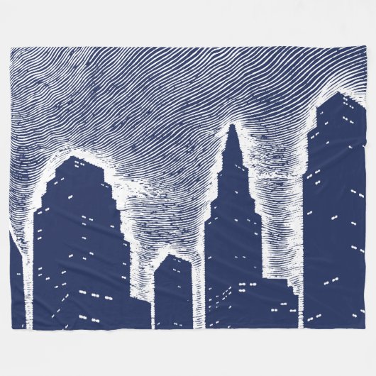 Big City Night Lights stadsgezicht skyline Fleece Deken (Voorkant (Horizontaal))
