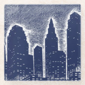 Big City Night Lights stadsgezicht skyline Glazen Onderzetter (Voorkant)