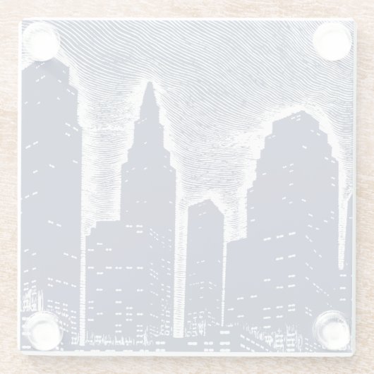 Big City Night Lights stadsgezicht skyline Glazen Onderzetter (Achterkant)