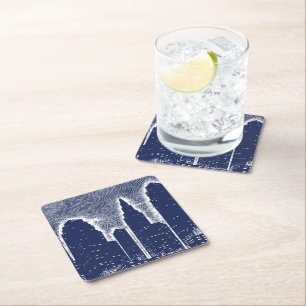 Big City Night Lights stadsgezicht skyline Kartonnen Onderzetters