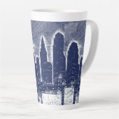 Big City Night Lights stadsgezicht skyline Latte Mok (Rechterhoek)