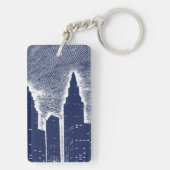 Big City Night Lights stadsgezicht skyline Sleutelhanger (achterkant)