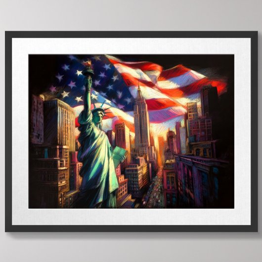 Big City Patriottische Verenigde Staten Vlag Stand Poster