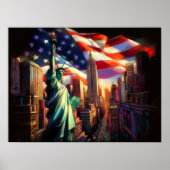 Big City Patriottische Verenigde Staten Vlag Stand Poster (Voorkant)