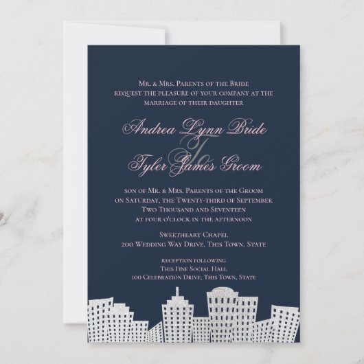 Big City Silhouette Wedding Kaart (Voorkant)