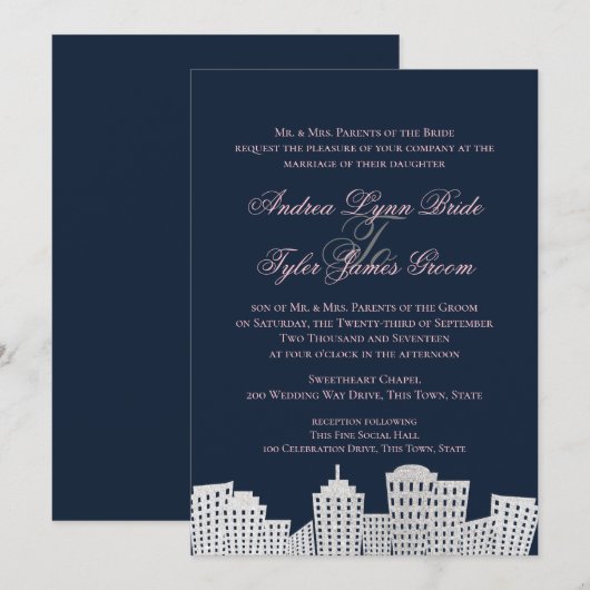 Big City Silhouette Wedding Kaart (Voorkant / Achterkant)