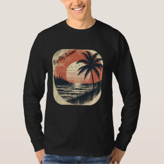 Big City Zomer Zonneschijn Strand Tropische Retro T-shirt