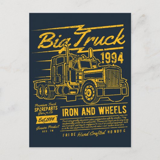 Big Classic USA Truck Iron and Wheels Briefkaart (Voorkant)