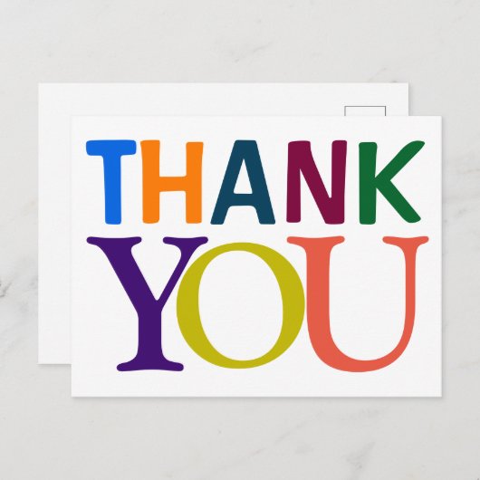Big Colorful DANK U Briefkaart (Voorkant / Achterkant)