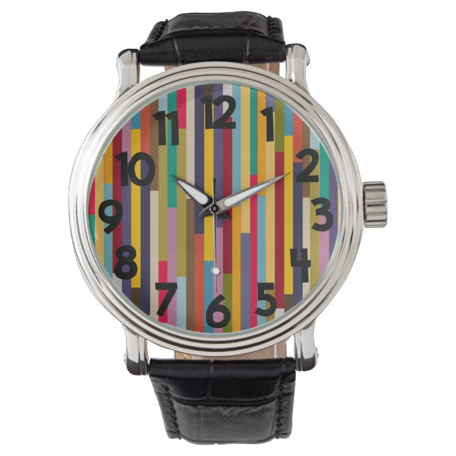 Big Colorful Stripes Horloge (Voorkant)