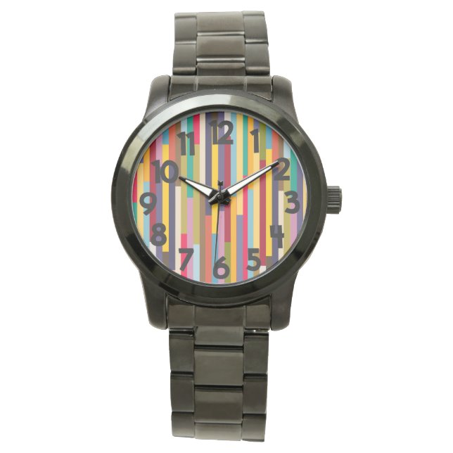 Big Colorful Stripes Horloge (Voorkant)