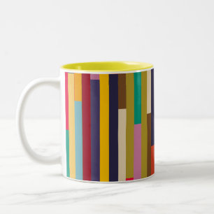 Big Colorful Stripes Tweekleurige Koffiemok