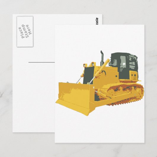 Big Construction Bulldozer op Tracks Briefkaart (Voorkant / Achterkant)